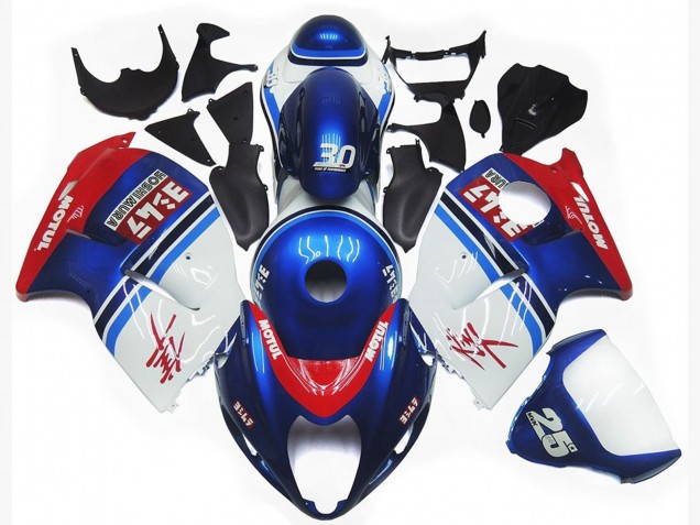 1997-2007 Blue and White Custom with Red Suzuki GSXR 1300 Motorcycle Fairing UK 1997-2007 Blue and White Custom with Red Suzuki GSXR 1300 Motorcycle Fairing UK