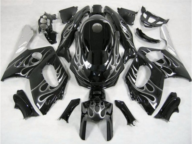 1998-2007 Black and Silver Flame Yamaha YZF600 Motorcycle Fairing UK 1998-2007 Black and Silver Flame Yamaha YZF600 Motorcycle Fairing UK