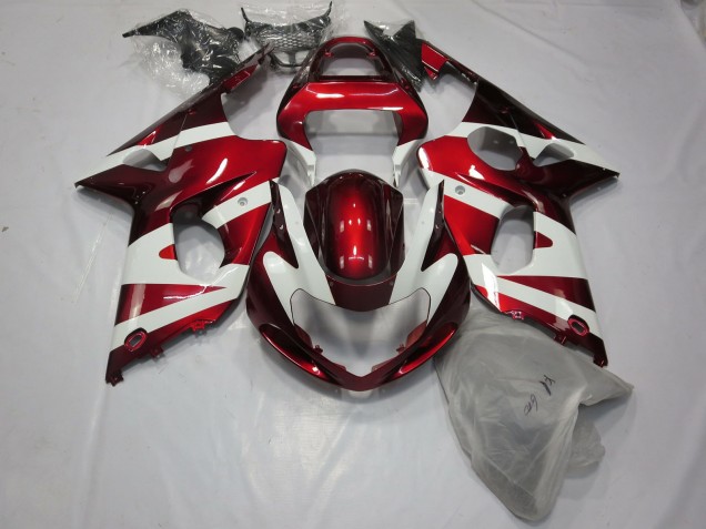 2000-2002 Deep Red and White Suzuki GSXR 1000 Motorcycle Fairing UK 2000-2002 Deep Red and White Suzuki GSXR 1000 Motorcycle Fairing UK