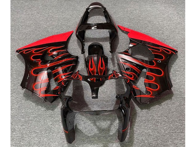 2000-2002 Gloss Black & Red Flame Kawasaki ZX6R Motorcycle Fairing UK 2000-2002 Gloss Black & Red Flame Kawasaki ZX6R Motorcycle Fairing UK