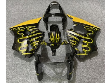 2000-2002 Gloss Black & Yellow Flame Kawasaki ZX6R Motorcycle Fairing UK