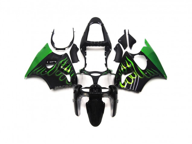 2000-2002 Gloss Green Flame Plain Kawasaki ZX6R Motorcycle Fairing UK 2000-2002 Gloss Green Flame Plain Kawasaki ZX6R Motorcycle Fairing UK