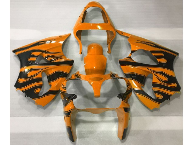2000-2002 Orange & Black Flame Kawasaki ZX6R Motorcycle Fairing UK 2000-2002 Orange & Black Flame Kawasaki ZX6R Motorcycle Fairing UK