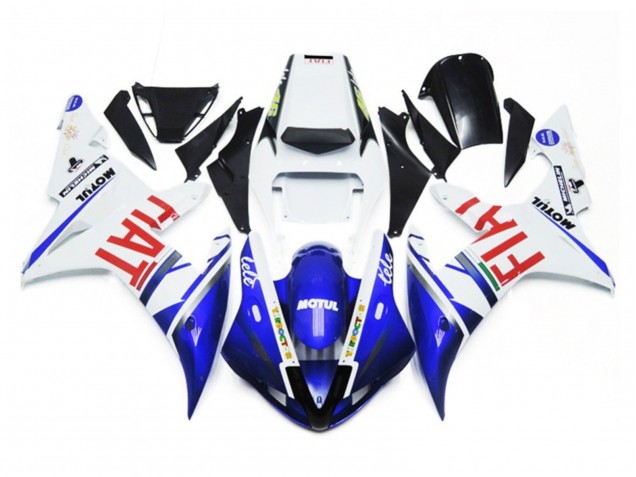 2002-2003 Gloss white and Blue Fiat Yamaha R1 Motorcycle Fairing UK 2002-2003 Gloss white and Blue Fiat Yamaha R1 Motorcycle Fairing UK
