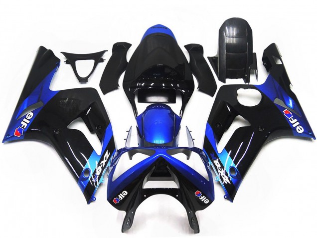 2003-2004 Blue and Black Gloss Elf Kawasaki ZX6R Motorcycle Fairing UK 2003-2004 Blue and Black Gloss Elf Kawasaki ZX6R Motorcycle Fairing UK