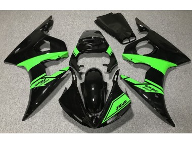 2003-2005 Gloss Black and Green Yamaha R6 Motorcycle Fairing UK