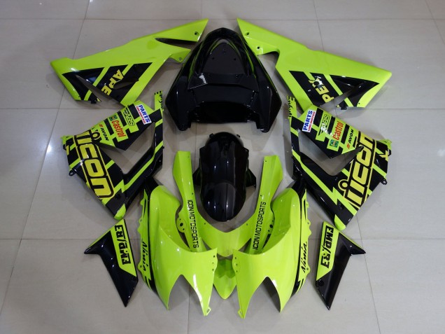 2004-2005 High Viz Yellow and Black Kawasaki ZX10R Motorcycle Fairing UK 2004-2005 High Viz Yellow and Black Kawasaki ZX10R Motorcycle Fairing UK
