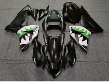 2004-2005 Matte Black and Green Kawasaki ZX10R Motorcycle Fairing UK