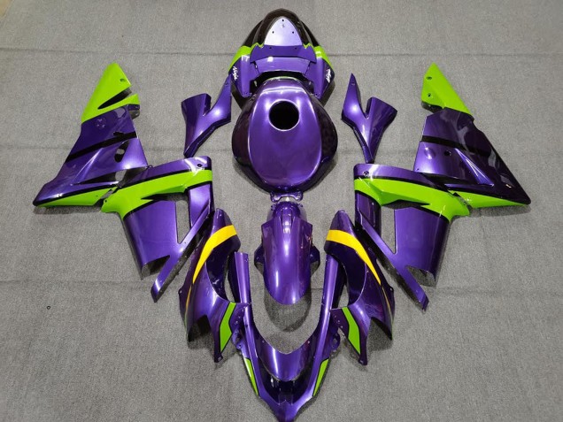 2004-2005 Purple Green and Yellow Kawasaki ZX10R Motorcycle Fairing UK 2004-2005 Purple Green and Yellow Kawasaki ZX10R Motorcycle Fairing UK