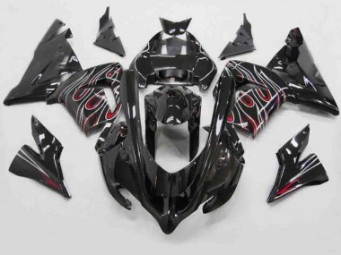 2004-2005 Red Black Flame Kawasaki ZX10R Motorcycle Fairing UK