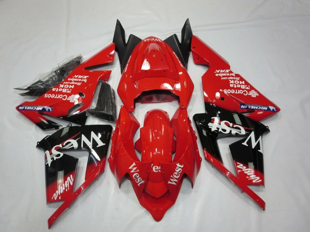 2004-2005 Red West Kawasaki ZX10R Motorcycle Fairing UK 2004-2005 Red West Kawasaki ZX10R Motorcycle Fairing UK