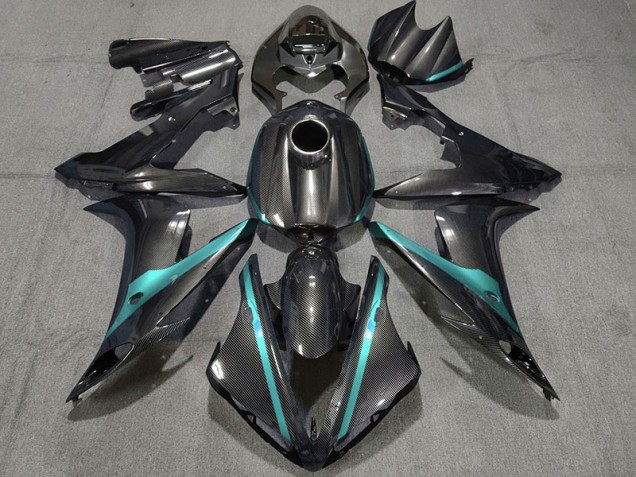 2004-2006 Carbon Style w Light Blue Yamaha R1 Motorcycle Fairing UK 2004-2006 Carbon Style w Light Blue Yamaha R1 Motorcycle Fairing UK