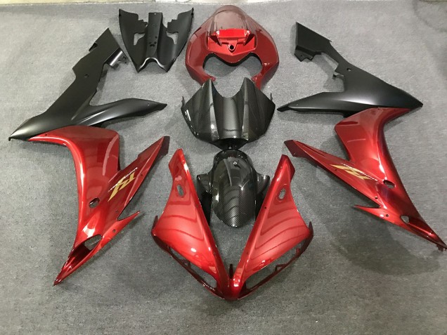 2004-2006 Maroon Red and Carbon Style Yamaha R1 Motorcycle Fairing UK 2004-2006 Maroon Red and Carbon Style Yamaha R1 Motorcycle Fairing UK