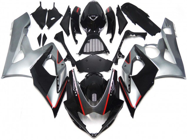 2005-2006 Black and Silver Gloss with Red Suzuki GSXR 1000 Motorcycle Fairing UK 2005-2006 Black and Silver Gloss with Red Suzuki GSXR 1000 Motorcycle Fairing UK