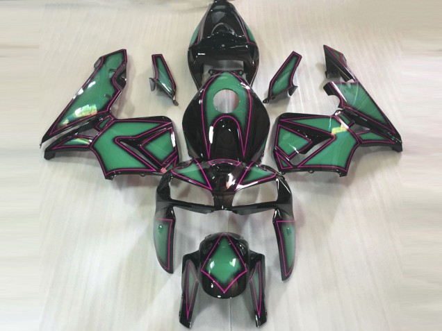 2005-2006 Emerald Green & Pink Outline Honda CBR600RR Motorcycle Fairing UK 2005-2006 Emerald Green & Pink Outline Honda CBR600RR Motorcycle Fairing UK