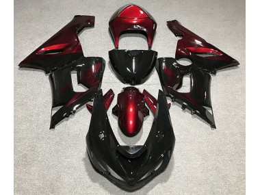 2005-2006 Gloss Black & Deep Red Kawasaki ZX6R Motorcycle Fairing UK