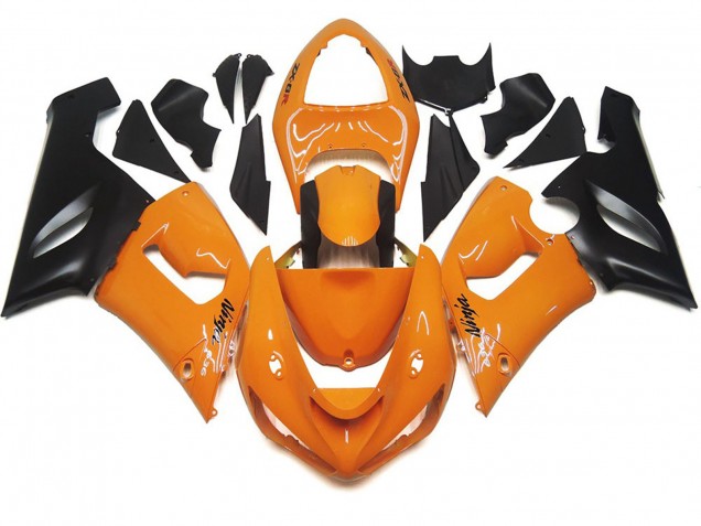 2005-2006 Light Orange and Black Kawasaki ZX6R Motorcycle Fairing UK 2005-2006 Light Orange and Black Kawasaki ZX6R Motorcycle Fairing UK