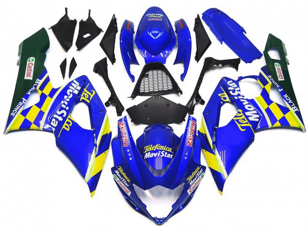 2005-2006 MoviStar Blue and Yellow Check Suzuki GSXR 1000 Motorcycle Fairing UK 2005-2006 MoviStar Blue and Yellow Check Suzuki GSXR 1000 Motorcycle Fairing UK