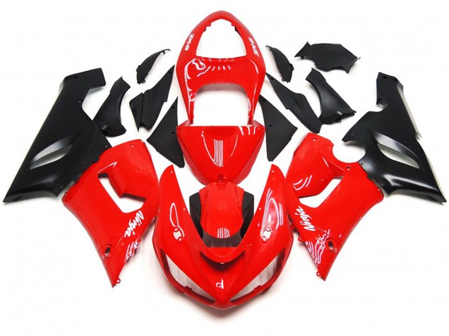 2005-2006 Plain Gloss Red White Decals Kawasaki ZX6R Motorcycle Fairing UK 2005-2006 Plain Gloss Red White Decals Kawasaki ZX6R Motorcycle Fairing UK