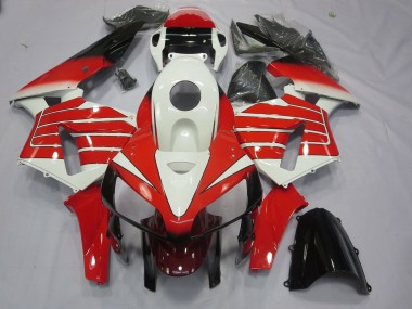 2005-2006 Red and White Large Stripe Honda CBR600RR Motorcycle Fairing UK