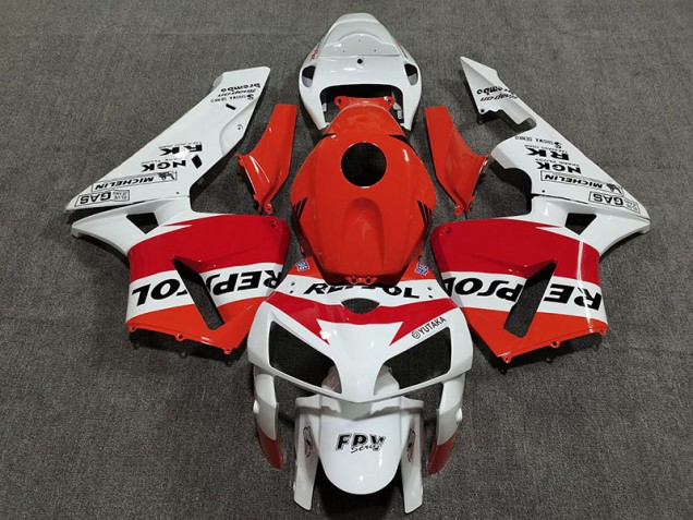 2005-2006 White Red and Orange Repsol Honda CBR600RR Motorcycle Fairing UK 2005-2006 White Red and Orange Repsol Honda CBR600RR Motorcycle Fairing UK