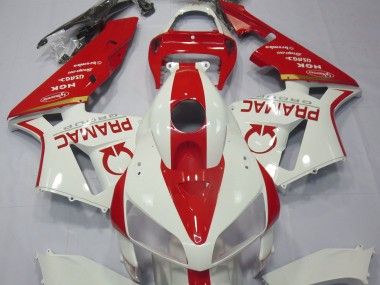 2005-2006 White and Red Custom Honda CBR600RR Motorcycle Fairing UK