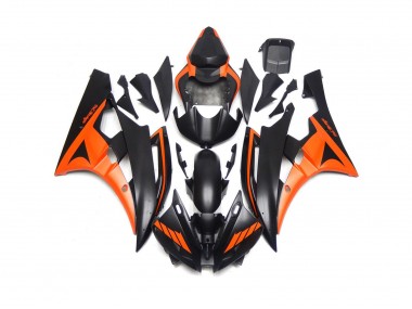 2006-2007 Custom Matte Black and Orange Yamaha R6 Motorcycle Fairing UK