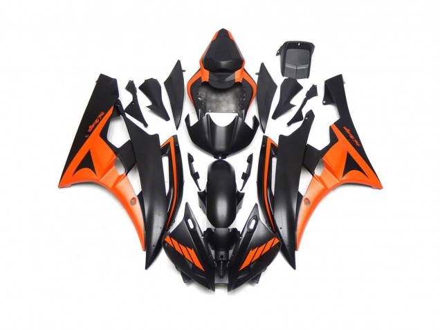 2006-2007 Custom Matte Black and Orange Yamaha R6 Motorcycle Fairing UK 2006-2007 Custom Matte Black and Orange Yamaha R6 Motorcycle Fairing UK