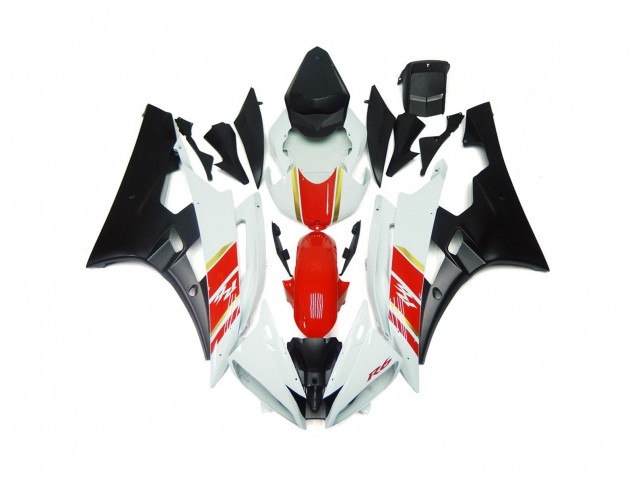 2006-2007 Custom Matte Black and Red with White Yamaha R6 Motorcycle Fairing UK 2006-2007 Custom Matte Black and Red with White Yamaha R6 Motorcycle Fairing UK