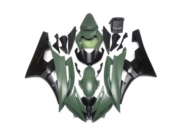 2006-2007 Custom Matte Green and Black Yamaha R6 Motorcycle Fairing UK 2006-2007 Custom Matte Green and Black Yamaha R6 Motorcycle Fairing UK
