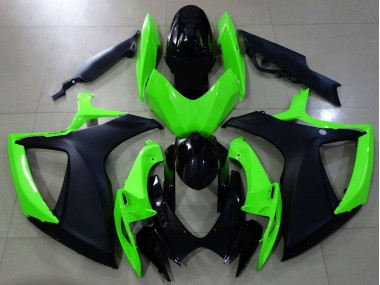 2006-2007 Matte Black and Green Suzuki GSXR 600-750 Motorcycle Fairing UK