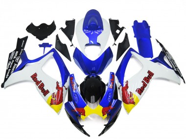 2006-2007 White and Blue Red Bull Custom Suzuki GSXR 600-750 Motorcycle Fairing UK