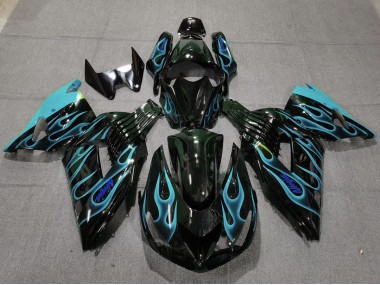 2006-2011 Light Blue Flame Kawasaki ZX14R Motorcycle Fairing UK