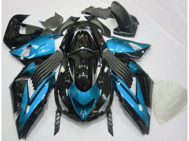 2006-2011 Light Blue and Black Plain Kawasaki ZX14R Motorcycle Fairing UK
