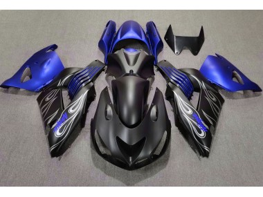 2006-2011 Matte Black and Blue Kawasaki ZX14R Motorcycle Fairing UK