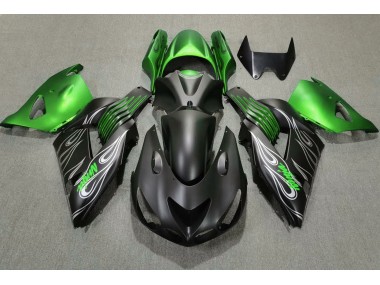 2006-2011 Matte Black and Green Kawasaki ZX14R Motorcycle Fairing UK