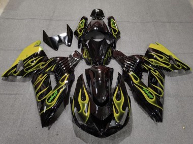 2006-2011 Yellow Flame Kawasaki ZX14R Motorcycle Fairing UK