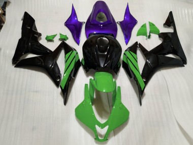 2007-2008 Gloss Black & Green and Purple Accents Honda CBR600RR Motorcycle Fairing UK