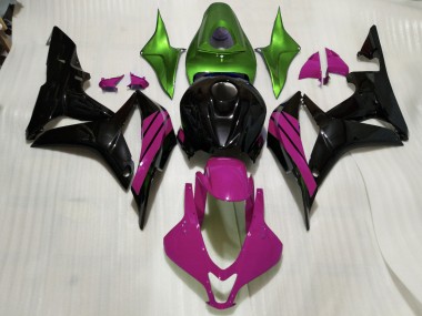 2007-2008 Gloss Black & Pink and Green Accents Honda CBR600RR Motorcycle Fairing UK