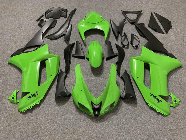 2007-2008 Gloss Green and Matte Black Kawasaki ZX6R Motorcycle Fairing UK 2007-2008 Gloss Green and Matte Black Kawasaki ZX6R Motorcycle Fairing UK