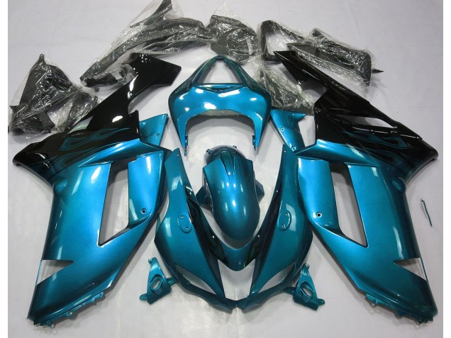 2007-2008 Gloss Light Blue & Black Kawasaki ZX6R Motorcycle Fairing UK 2007-2008 Gloss Light Blue & Black Kawasaki ZX6R Motorcycle Fairing UK