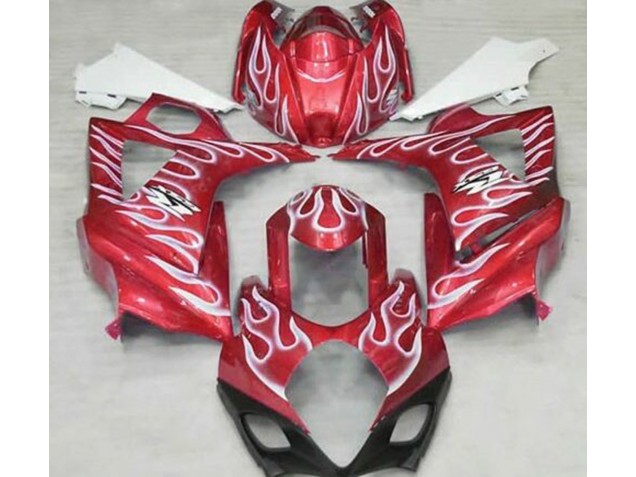 2007-2008 Gloss Red and White Flame Suzuki GSXR 1000 Motorcycle Fairing UK 2007-2008 Gloss Red and White Flame Suzuki GSXR 1000 Motorcycle Fairing UK