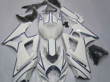 2007-2008 Gloss White Blue Pin Stripe Suzuki GSXR 1000 Motorcycle Fairing UK