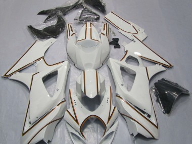 2007-2008 Gloss White Orange Pin Stripe Suzuki GSXR 1000 Motorcycle Fairing UK