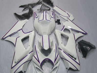 2007-2008 Gloss White Purple Pin Stripe Suzuki GSXR 1000 Motorcycle Fairing UK