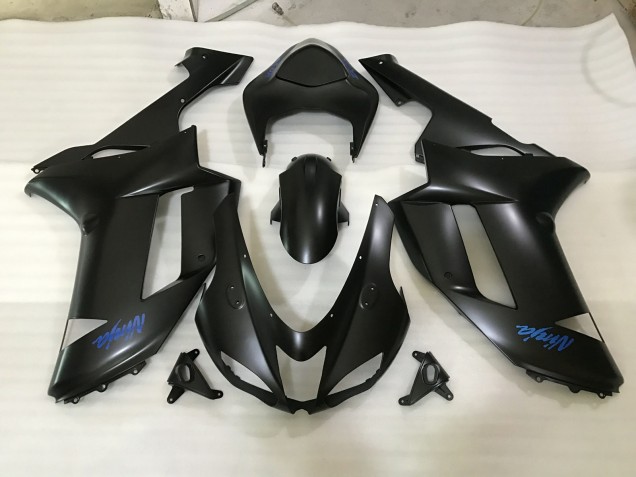 2007-2008 Matte Black & Blue Kawasaki ZX6R Motorcycle Fairing UK 2007-2008 Matte Black & Blue Kawasaki ZX6R Motorcycle Fairing UK