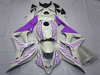2007-2008 Purple Flame on White Honda CBR600RR Motorcycle Fairing UK