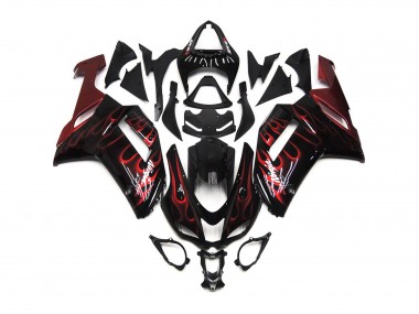 2007-2008 Red Gloss Flame Kawasaki ZX6R Motorcycle Fairing UK