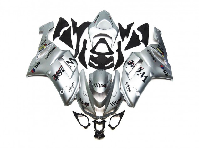2007-2008 Silver West Gloss Kawasaki ZX6R Motorcycle Fairing UK 2007-2008 Silver West Gloss Kawasaki ZX6R Motorcycle Fairing UK