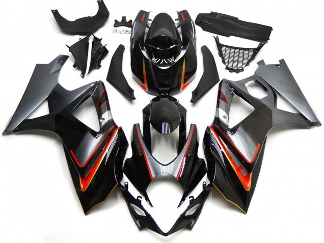 2007-2008 Silver and Black with Red Suzuki GSXR 1000 Motorcycle Fairing UK 2007-2008 Silver and Black with Red Suzuki GSXR 1000 Motorcycle Fairing UK